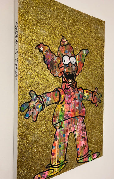 My happy sad clown by Barrie J Davies 2019, mixed media on canvas, unframed, 50cm x 75cm. Barrie J Davies is an Artist - Pop Art and Street art inspired Artist based in Brighton England UK - Pop Art Paintings, Street Art Prints & Editions available.