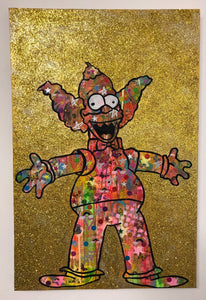My happy sad clown by Barrie J Davies 2019, mixed media on canvas, unframed, 50cm x 75cm. Barrie J Davies is an Artist - Pop Art and Street art inspired Artist based in Brighton England UK - Pop Art Paintings, Street Art Prints & Editions available.