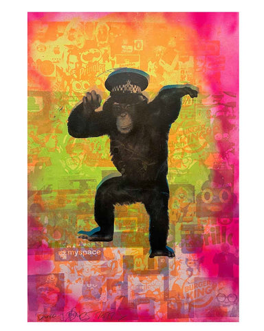 Pink Bored Ape Print by Barrie J Davies 2022, unframed Silkscreen print on paper (hand finished) edition of 1/1, A2 size 42cm x 59.4cm