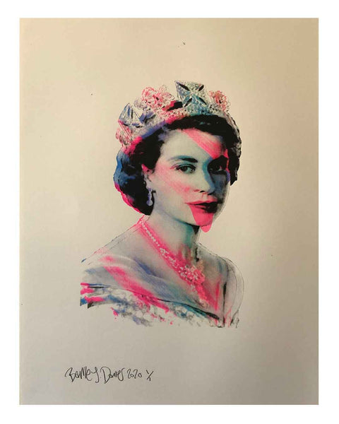 Pink Tongue Queen Print by Barrie J Davies 2020 - unframed Silkscreen print on paper (hand finished) edition of 1/1 - A2 size 42cm x 59cm.  
