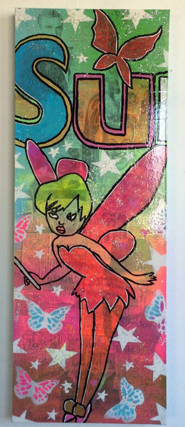 Pink wafer by barrie j davies 2015, 30cm x 80cm, mixed media painting on canvas, unframed. Barrie J Davies is an Artist - Pop Art and Street art inspired Artist based in Brighton England UK. Buy art online with free delivery.