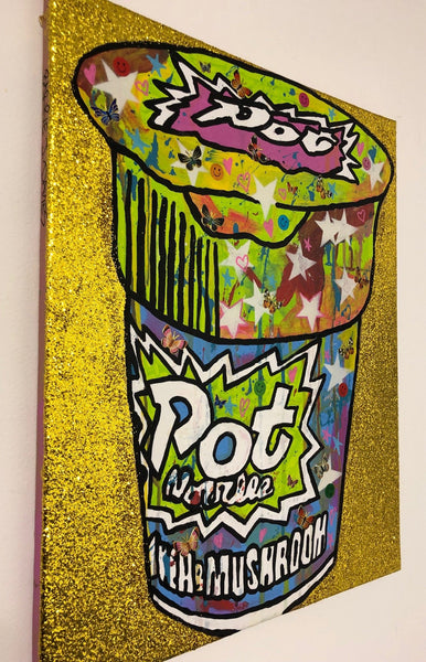 Pop my noodle by Barrie J Davies 2019, mixed media on canvas, unframed, 40cm x 49cm. Barrie J Davies is an Artist - Urban Pop Art and Street art inspired Artist based in Brighton England UK - Shop Pop Art Paintings, Street Art Prints & collectables.