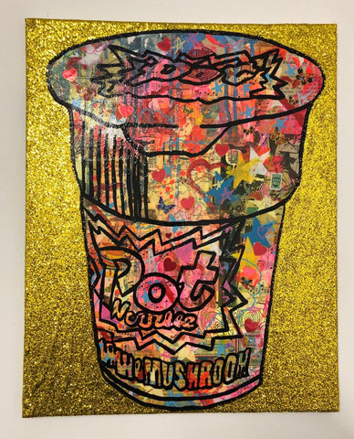 Pop noodle 2 by Barrie J Davies 2019, mixed media on canvas, unframed, 40cm x 49cm. Barrie J Davies is an Artist - Pop Art and Street art inspired Artist based in Brighton England UK - Pop Art Paintings, Street Art Prints & Editions available.