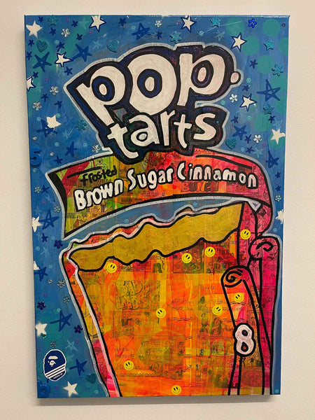 Pop Tarts Painting by Barrie J Davies 2022, Mixed media on Canvas, 27cm x 35cm, Unframed and ready to hang.
