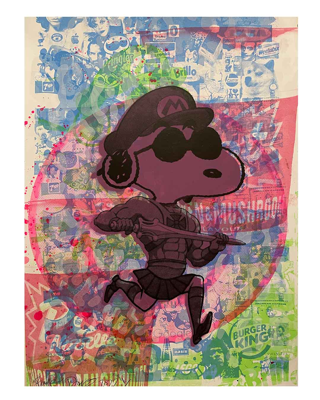 Purple Dude Print by Barrie J Davies 2022, unframed Silkscreen print on paper (hand finished) edition of 1/1, A2 size 42cm x 59.4cm.
