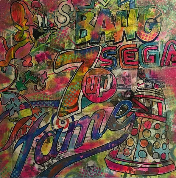 Shine like a star by Barrie J Davies 2016, mixed media on canvas 90cm x 90cm, Unframed. Barrie J Davies is an Artist - Pop Art and Street art inspired Artist based in Brighton England UK - Pop Art Paintings, Street Art Prints & Editions available.