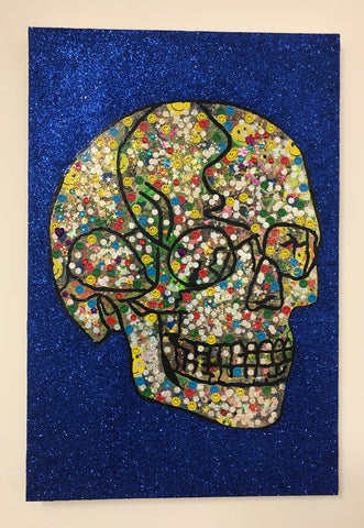 Skull Attack by Barrie J Davies 2019, mixed media on canvas, Unframed, 50cm x 75cm. Barrie J Davies is an Artist - Pop Art and Street art inspired Artist based in Brighton England UK - Pop Art Paintings, Street Art Prints & Editions available.