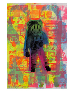 Spaced Man Print by Barrie J Davies 2022, unframed Silkscreen print on paper (hand finished) edition of 1/1, A2 size 42cm x 59.4cm.