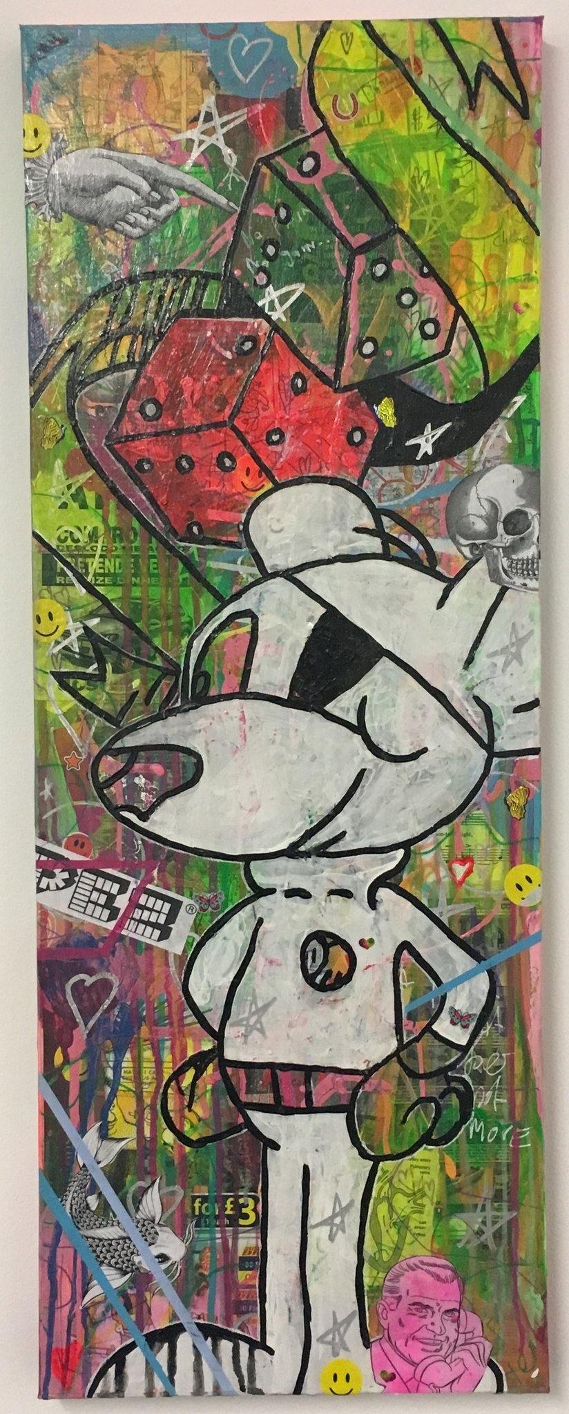 Stranger Danger by Barrie J Davies 2018, Mixed media on Canvas, 30cm x 80cm, Unframed. Barrie J Davies is an Artist - Pop Art and Street art inspired Artist based in Brighton England UK - Pop Art Paintings, Street Art Prints & Editions available.