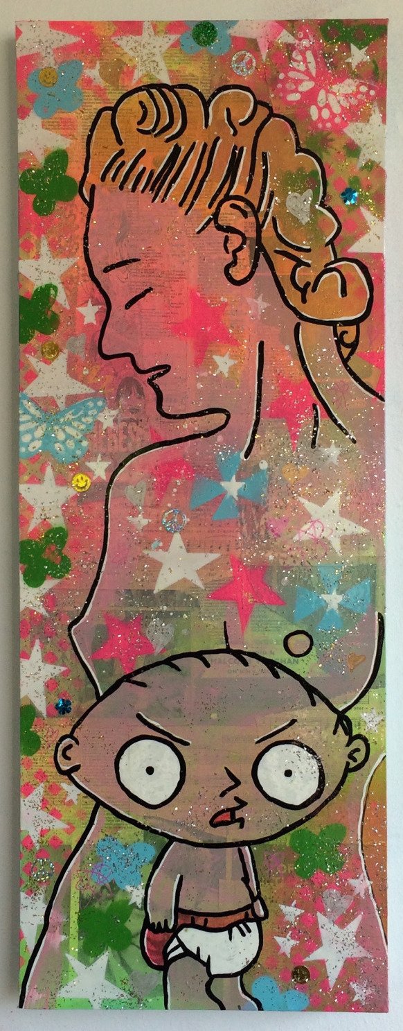 Sunshine Superman by Barrie J Davies 2015, Mixed media on Canvas, 80cm x 30cm, Unframed. Barrie J Davies is an Artist - Pop Art and Street art Artist based in Brighton England UK. Buy art online with free delivery.