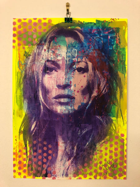 Super Kate Print by Barrie J Davies 2019 - unframed Silkscreen print on paper (hand finished) edition of 1/1 - A3 size 29cm x 42cm. Urban Pop Art and Street art inspired Artist based in Brighton England UK - Shop Pop Art Paintings, Street Art Prints & collectables. 