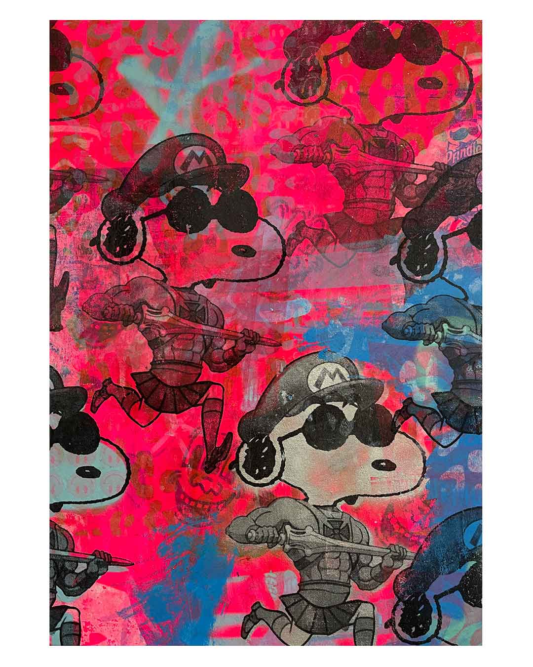 Dude Goes Crazy Painting by Barrie J Davies 2023, Mixed media on Canvas, 50cm x 75cm, Unframed and ready to hang.