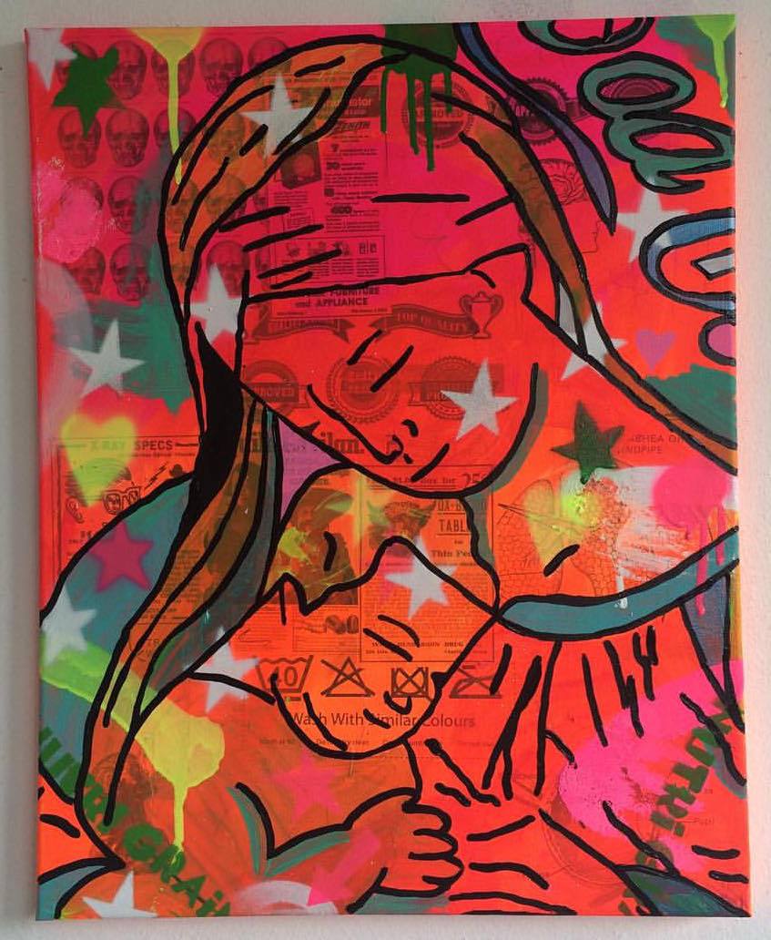 The Universal by Barrie J Davies 2015, 30cm x 40cm, Mixed media on canvas, unframed. Barrie J Davies is an Artist - Pop Art and Street art inspired Artist based in Brighton England UK - Pop Art Paintings, Street Art Prints & Editions available.