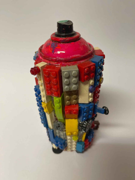 Toy Spray Can Sculpture. This is a unique, hand made one off original. Each piece is a mixed media original directly onto a recycled depressurised spray can. 