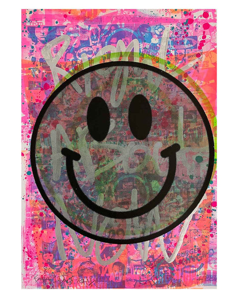 Uber Happy Now Print by Barrie J Davies 2021 - unframed Silkscreen print on paper (hand finished) edition of 1/1 - A2 size 42cm x 59.4cm.