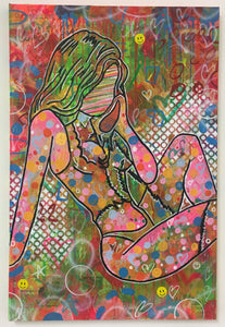 Universal everything by Barrie J Davies 2018, mixed media on canvas, Unframed, 50cm x 75cm. Barrie J Davies is an Artist - Psychedelic pop surreal street art inspired Artist based in Brighton England UK - Paintings, Prints & Editions available.
