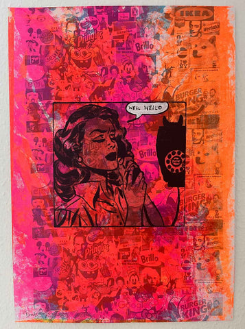 Well Hello Call Girl Print - BARRIE J DAVIES IS AN ARTIST