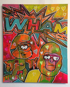 Wham bam thank you mam by Barrie J Davies 2015, mixed media on Canvas, 50cm x 60cm, unframed. Barrie J Davies is an Artist - Pop Art and Street art inspired Artist based in Brighton England UK - Pop Art Paintings, Street Art Prints & Editions available  Edit alt text