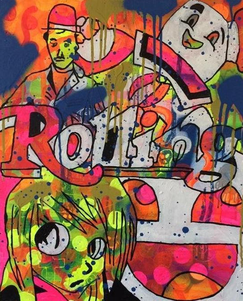 Whoop whoop times by Barrie J Davies 2014, mixed media on canvas, 50cm x 60cm, unframed. Barrie J Davies is an Artist - Pop Art and Street art inspired Artist based in Brighton England UK - Pop Art Paintings, Street Art Prints & Editions available.