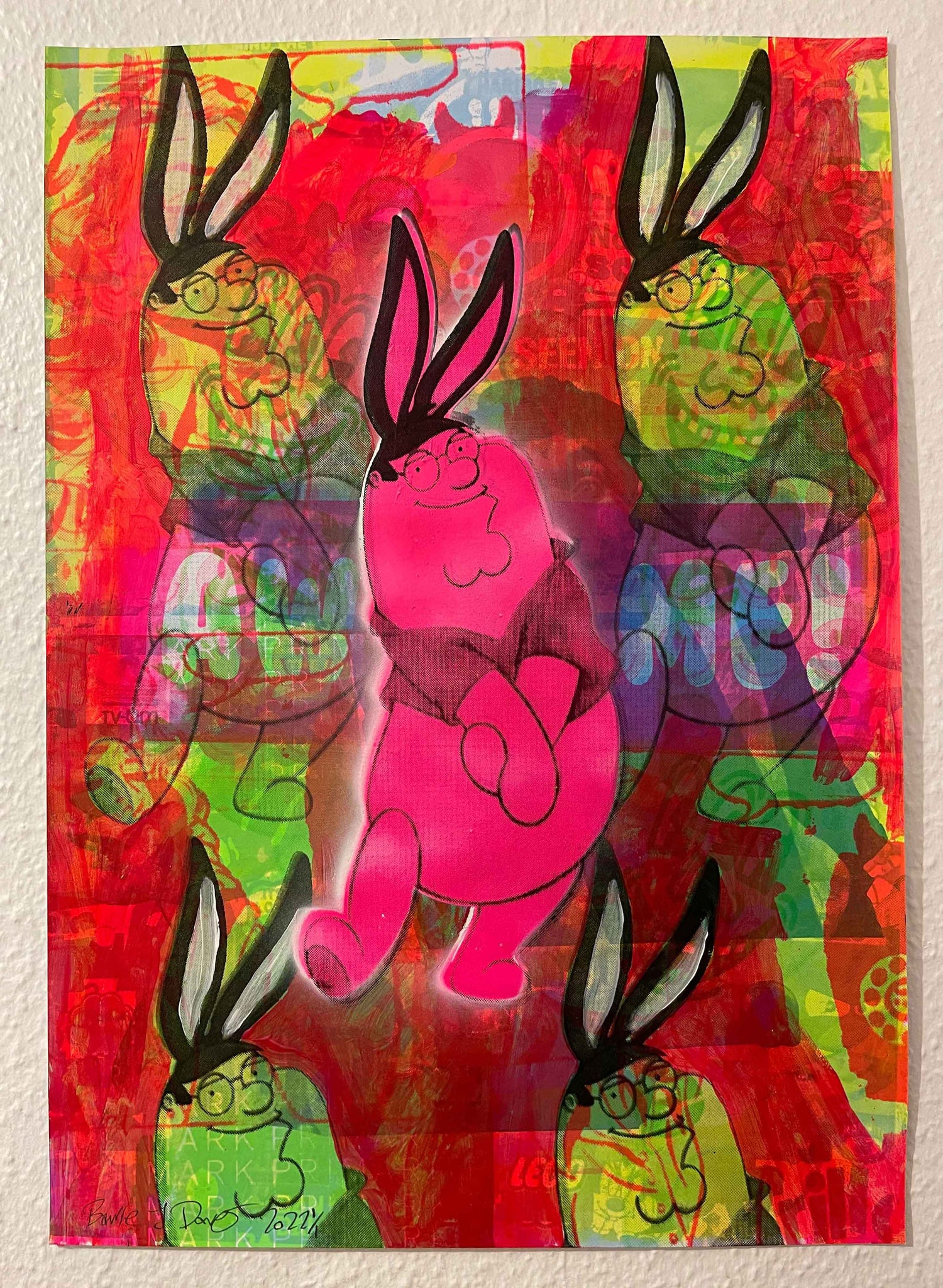 Winnie griffin mash up print by Barrie J Davies 2022 - unframed Silkscreen print on paper (hand finished) edition of 1/1 - A2 size 42cm x 59.4cm.  