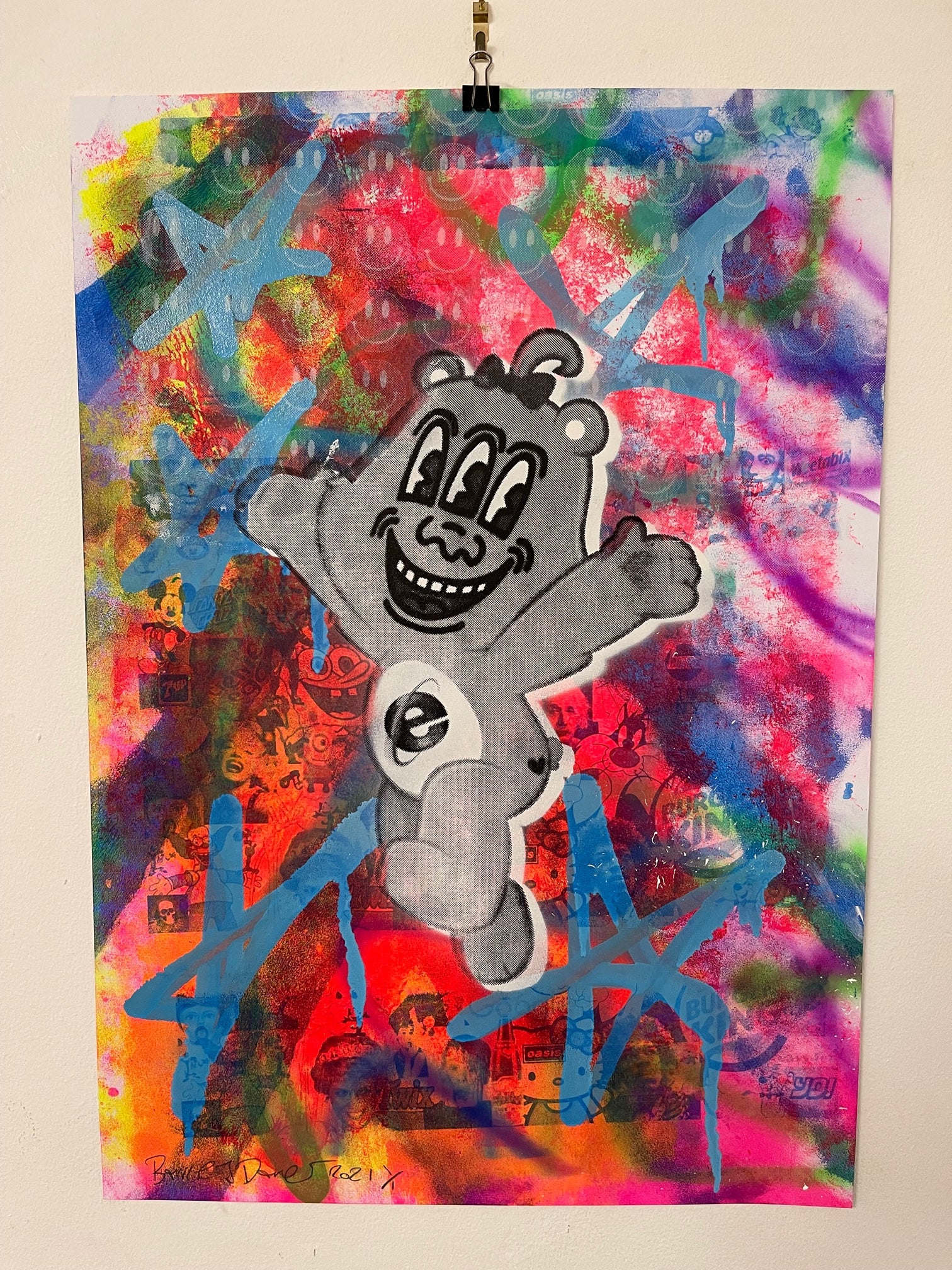 Street Wrong Bear Print by Barrie J Davies 2021 - unframed Silkscreen print on paper (hand finished) edition of 1/1 - A2 size 42cm x 59.4cm.