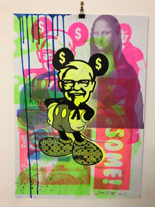 Yellow Mad Mickey Mashup Print - BARRIE J DAVIES IS AN ARTIST