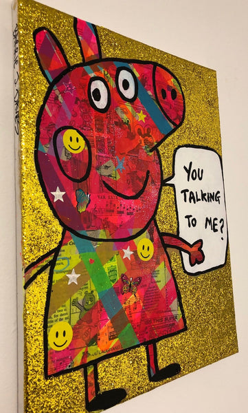 You talking to me? by Barrie J Davies 2019, mixed media on canvas, unframed, 30cm x 40cm. Barrie J Davies is an Artist - Pop Art and Street art inspired Artist based in Brighton England UK - Pop Art Paintings, Street Art Prints & Editions available